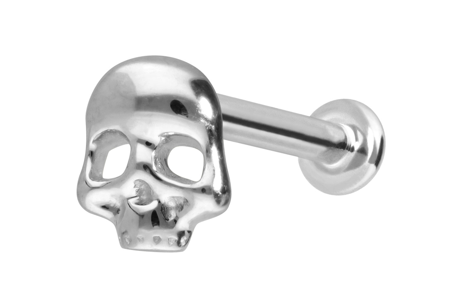 14 Karat Gold Labret Piercing mit Push Fit TOTENKOPF